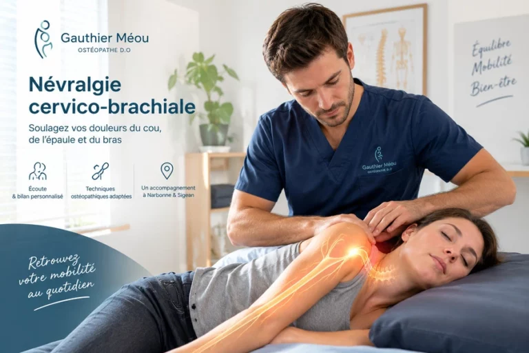Les symptômes qui peuvent provoquer une névralgie cervico-brachiale - Cabinet Osthéopathe Gauthier Méou Narbonne & Sigean